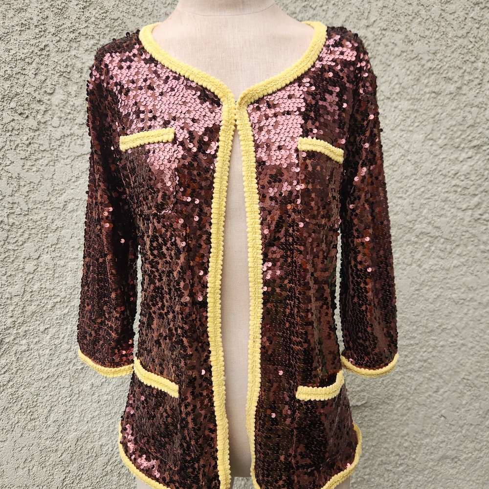IMAN Sequin Blazer in Brown and Yellow
